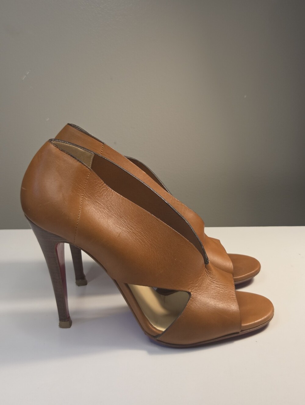 Christian Louboutin Leather D'Orsay Pumps Brown Size 39 Authentic